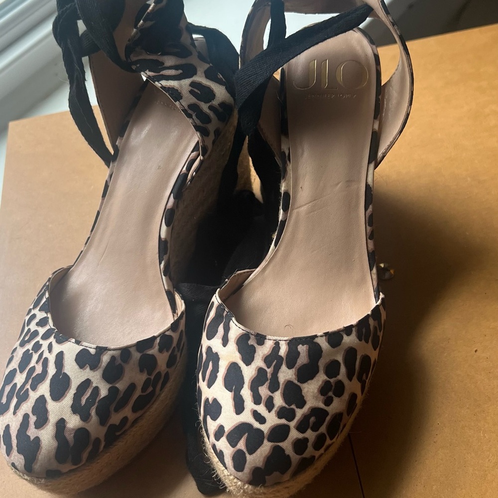 New Jennifer Lopez Animal Print Espadrille Wedges